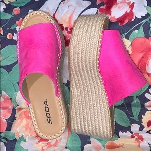 Hot pink platform sandal